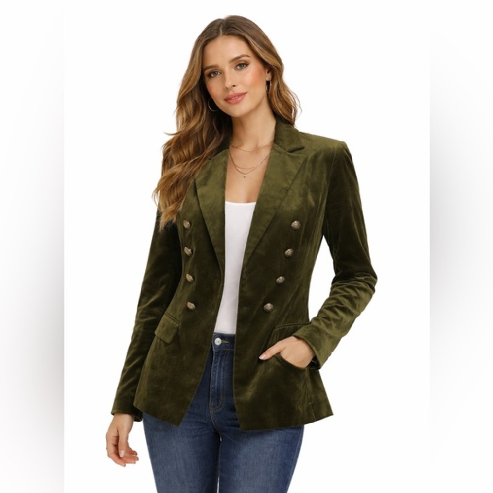 JOH Olive Green Military Oversized Classic  Blazer/Jacket Detail Buttons  Size S